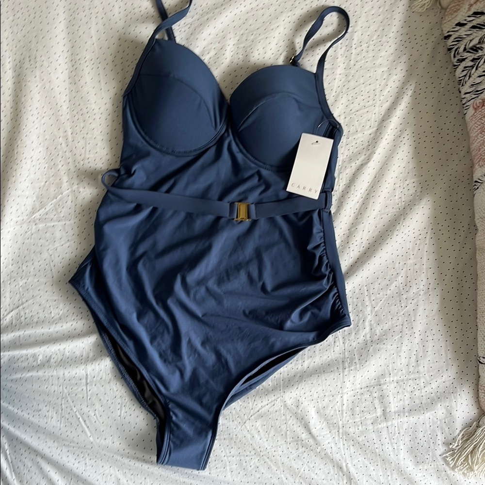 BNWT Carry Maternity Blue One-Piece Swimsuit Size XS